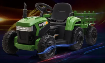 Tobbi 12V Kids Power Wheels Tractor Ride On Toy with Trailer Dark Green 010