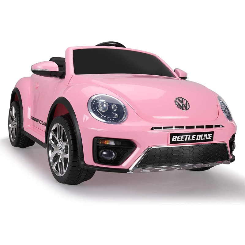 Tobbi 12V Licensed Volkswagen Beetle Dune Kids Electric Car with Remote Control, Pink 1 18