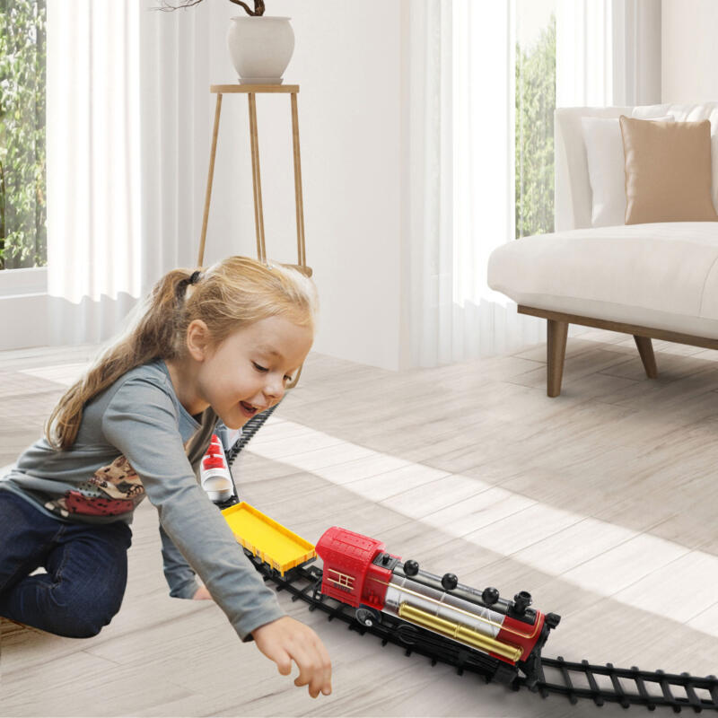 Nyeekoy Battery-Powered Electric Train Toys with Sounds Include Cars and Tracks for Kids 1 73