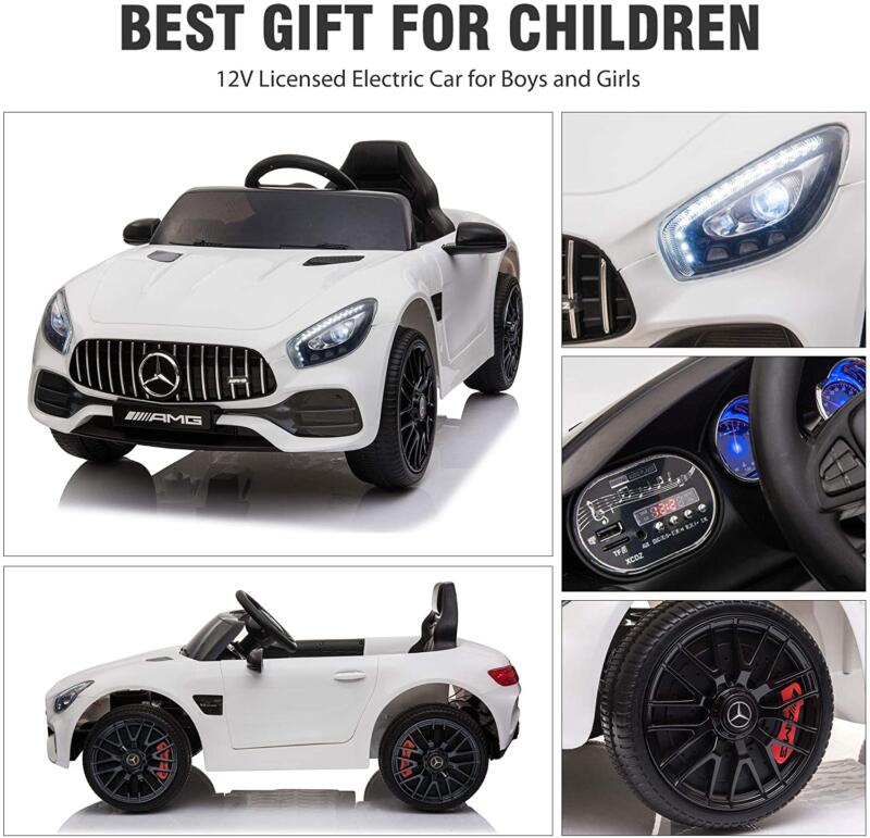 Tobbi 12V Mercedes AMG GT Ride On Car Kids Electric Cars with Remote, White 1 83