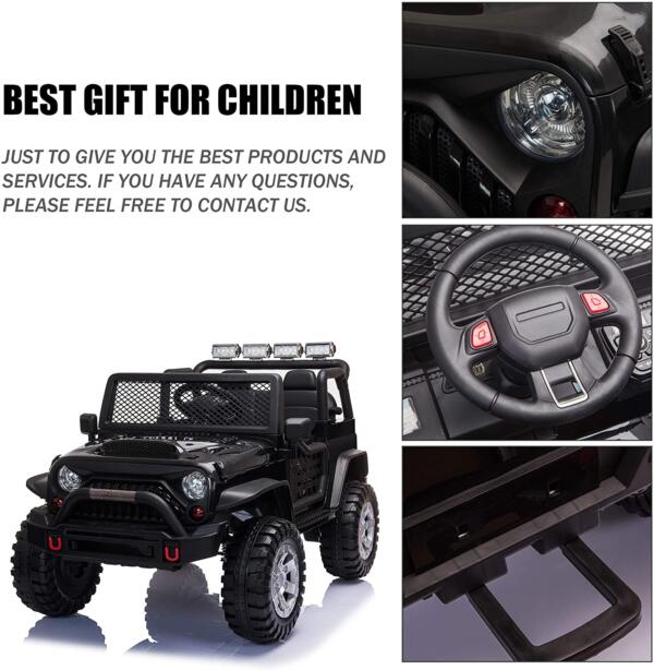 Tobbi 12V Ride On Truck Toy w/ Remote Control& Bluetooth, Black 10 23