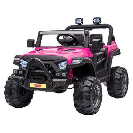 12v Remote Control Kids Ride On Truck, Rose Red