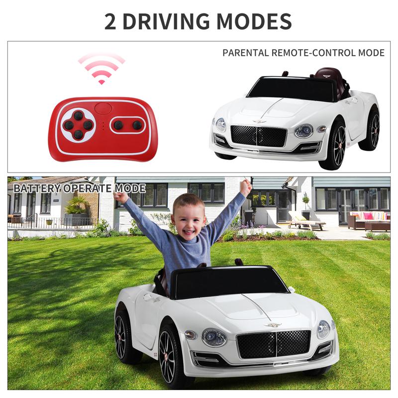 Tobbi 12V Bentley Ride On Car With Remote Control For Kids, White 12v bentley licensed kids ride on racer car white 27 1
