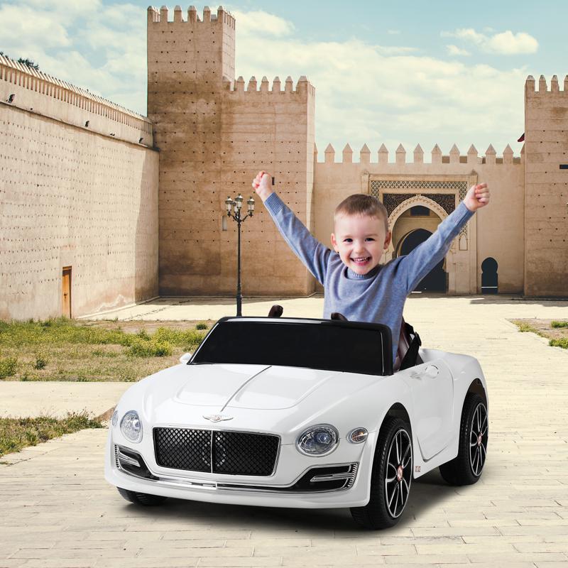 Tobbi 12V Bentley Ride On Car With Remote Control For Kids, White 12v bentley licensed kids ride on racer car white 6