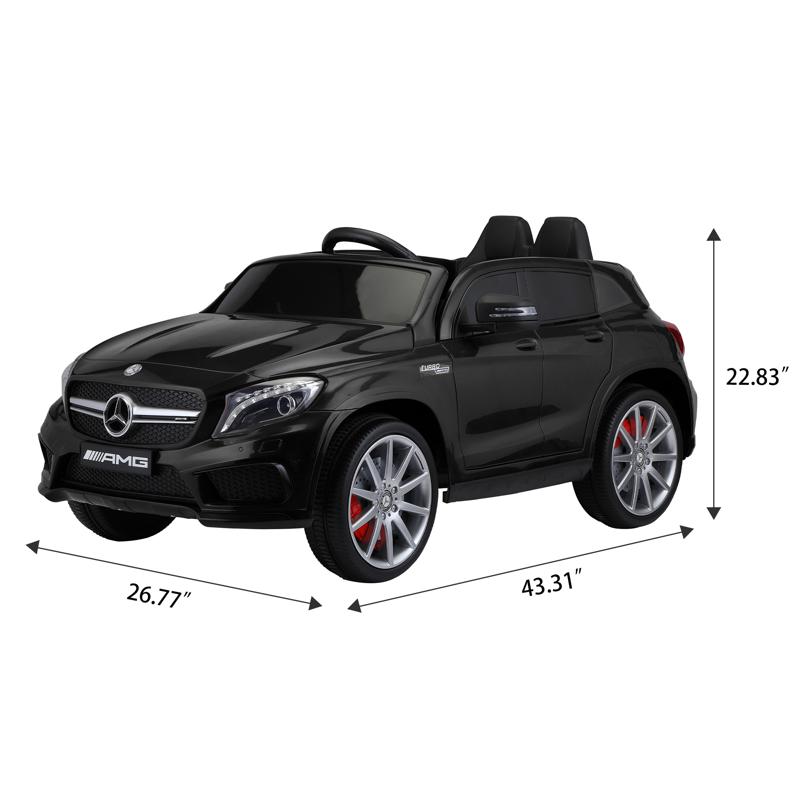 Tobbi 12V Mercedes Benz GLA45 Kids 2 Seater Power Wheels With Remote, Black 12v benz licensed gla45 kids electric car black 11 1