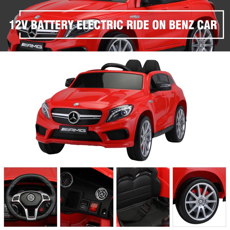 Tobbi 12V Mercedes Benz GLA45 Kids 2 Seater Power Wheels With Remote, Red 12v benz licensed gla45 kids electric car red 36 1
