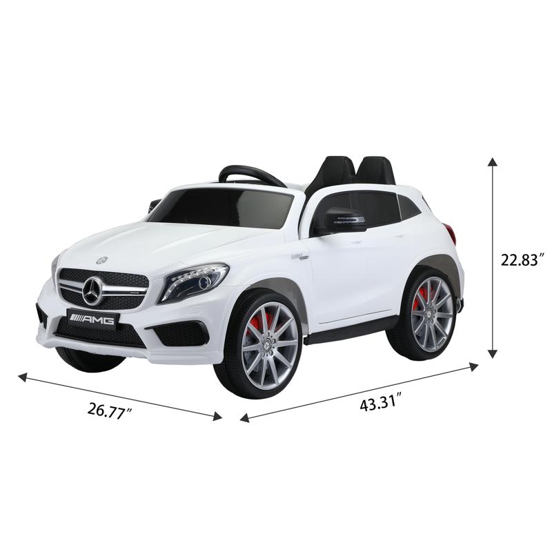 Tobbi 12V Mercedes Benz GLA45 Kids 2 Seater Power Wheels With Remote, White 12v benz licensed gla45 kids electric car white 10 1