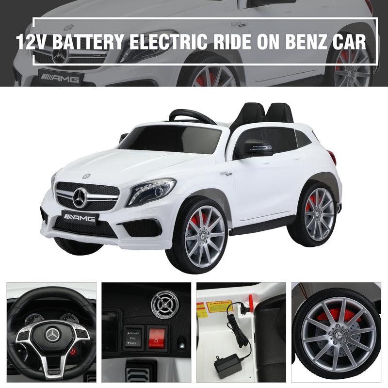 Tobbi 12V Mercedes Benz GLA45 Kids 2 Seater Power Wheels With Remote, White 12v benz licensed gla45 kids electric car white 33