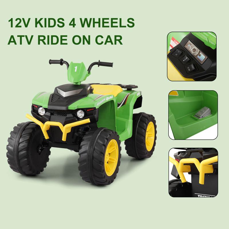 Tobbi 12V Battery Powered Kids Atv Ride On, Green 12v electric atv for kids green 12 1