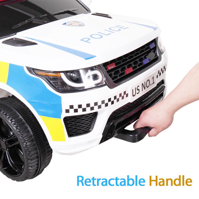 Tobbi 12V Kids Power Wheels Police Car With Remote, White 12v kid ride on police car white 26 1