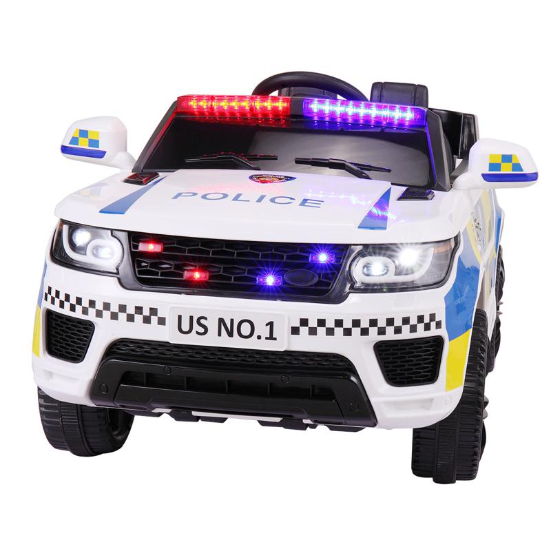 Tobbi 12V Kids Power Wheels Police Car With Remote, White 12v kid ride on police car white 3