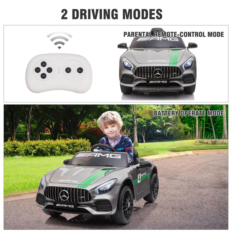 Tobbi 12V Mercedes AMG GT Ride On Car Kids Electric Cars With Remote, Silver Grey 12v kids electric car mercedes amg gt ride on toy silver grey 28 2 1