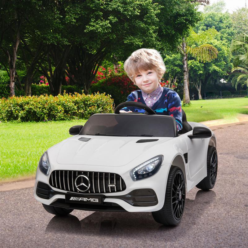 Tobbi 12V Mercedes AMG GT Ride On Car Kids Electric Cars with Remote, White 12v kids electric car mercedes amg gt ride on toy white 15