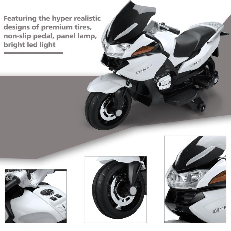 New Kids Motorcycle Electric Ride On Bright LED Light 6V Battery Powered 3 Wheel 