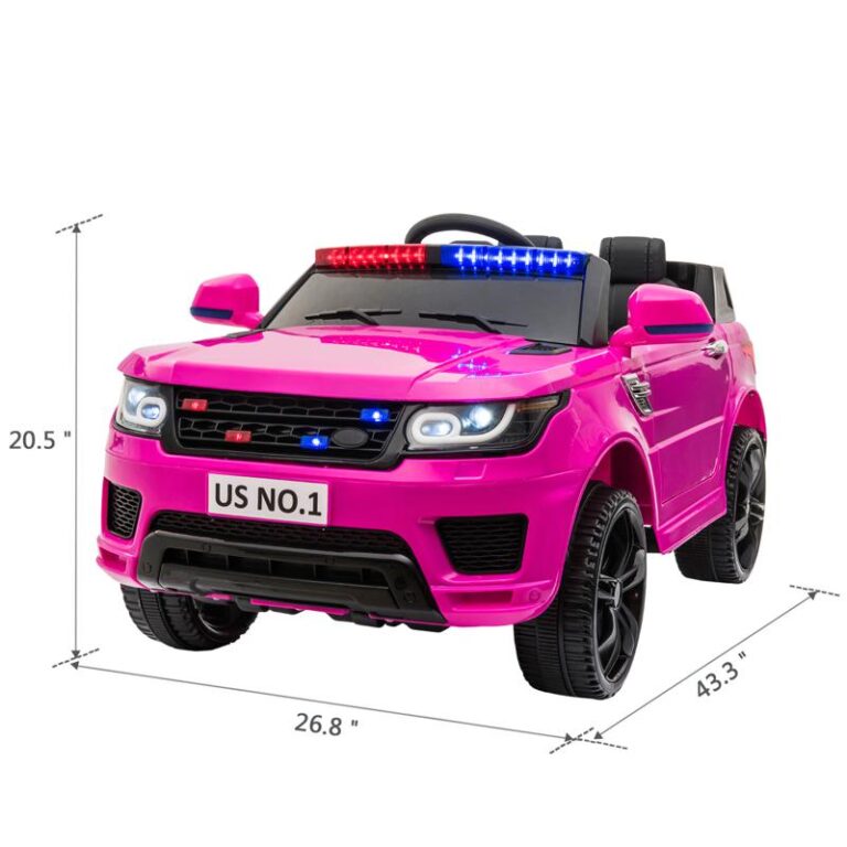 Buy 12v Kids Ride On Police Car Pink Tobbi Usa