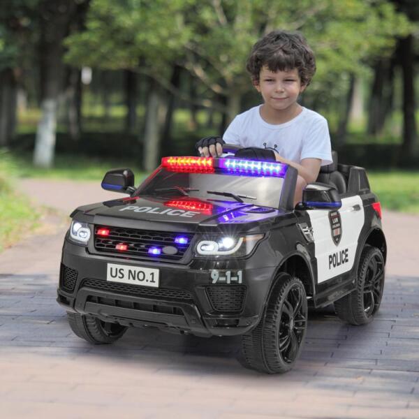 halloween 12v kids ride on police car black 28 1
