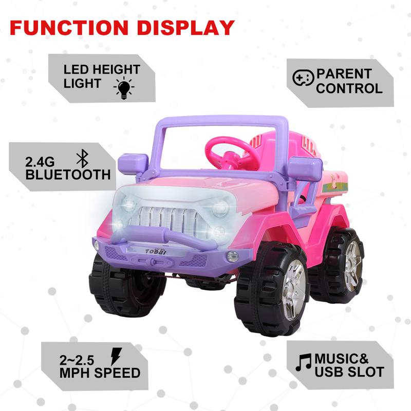 Tobbi 12V Ride-On SUV Toy Car for Toddlers 12v powerful kids electric suv pink 10 1