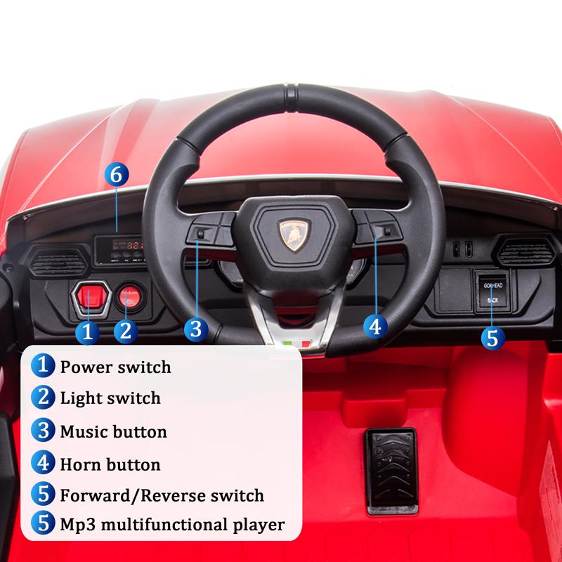 Tobbi 12V Lamborghini Ride On Car With Remote Control, Red 12v remote control kids electric police car red 48 3