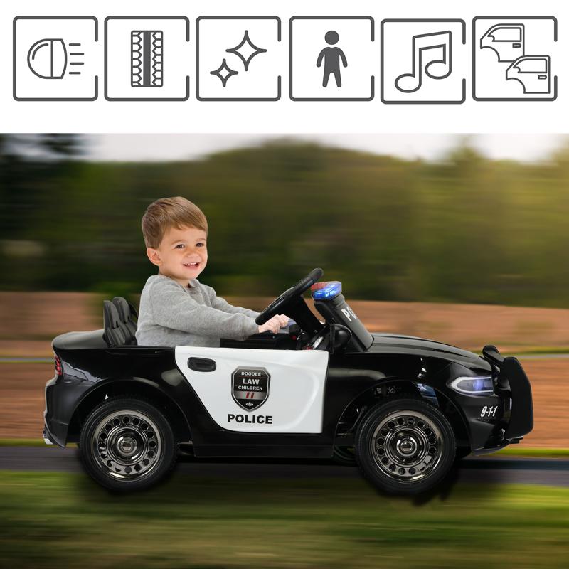 Tobbi 12V Black Kids Ride On Police Car W/ RC for 3-8 Years Old 12v remote control kids electric police carblack 27