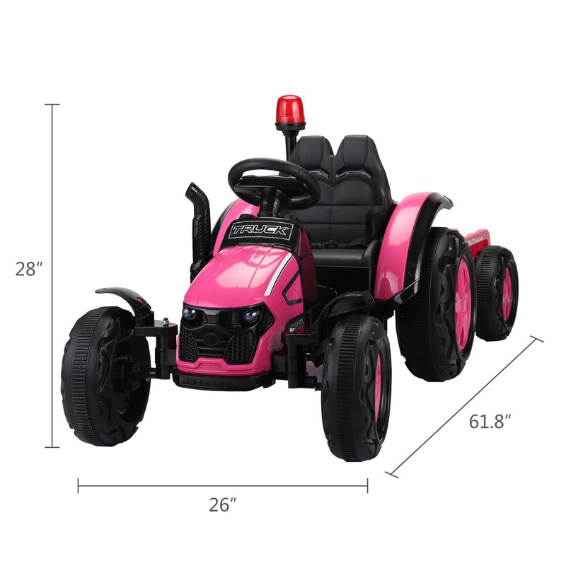 Tobbi 12V Kids Electric Ride On Tractor with Big Scoop, Rose Red 12v ride on tractor for kids rose red 14