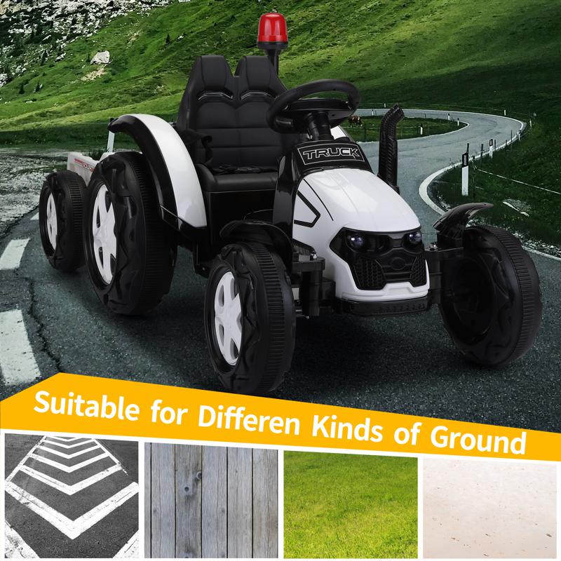 Tobbi 12V Kids Electric Ride On Tractor with Big Scoop, White 12v ride on tractor for kids white 2