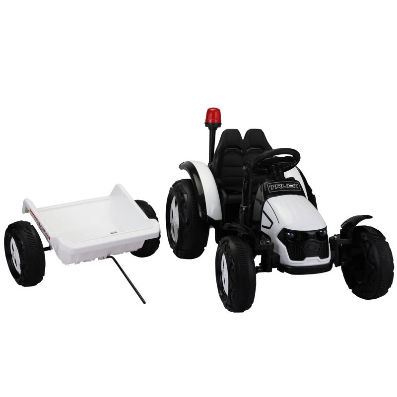 Tobbi 12V Kids Electric Ride On Tractor with Big Scoop, White 12v ride on tractor for kids white 20