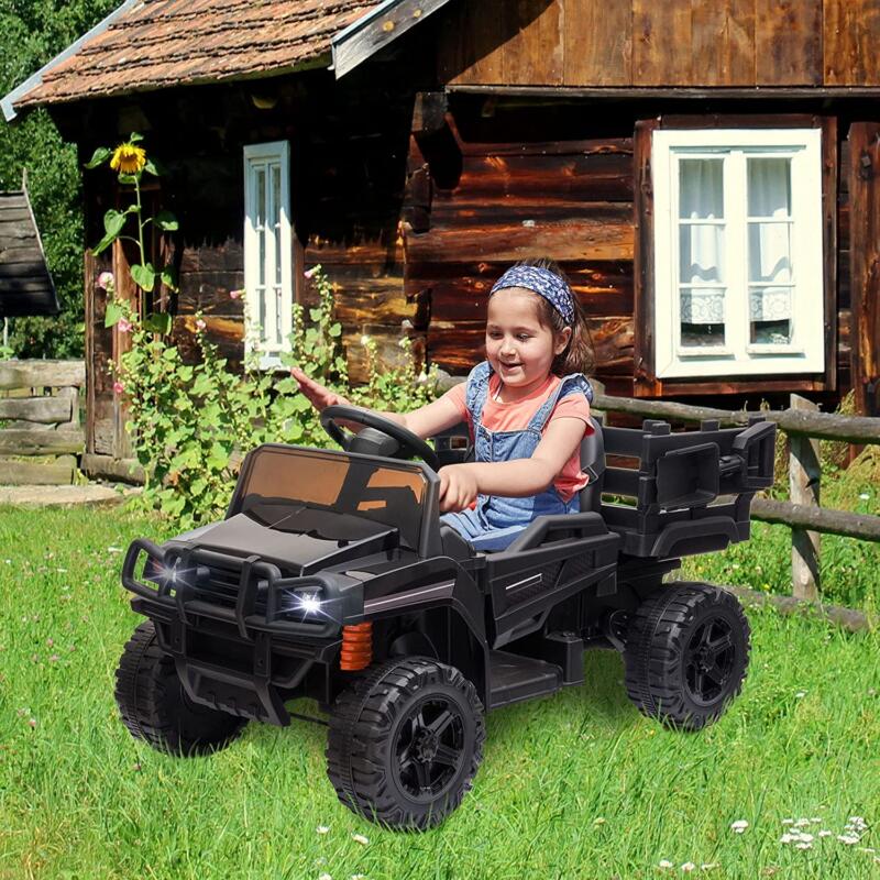 Tobbi 12V Ride On Tractor with Remote Control for Kids 3-8 Years, Black 14 17