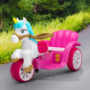 6V Kids Ride-on Unicorn Carriage Battery Powered Electric Princess Carriage with Music 1c