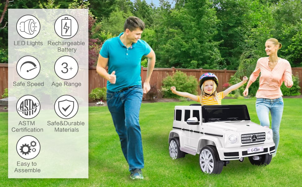12V Kids Ride On Car Licensed Mercedes Benz G500 Electric Vehicle car w/ Remote Control, White 2 110