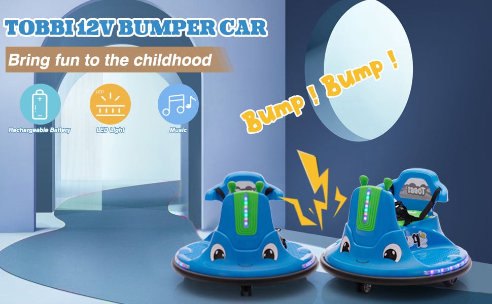 12V Kids Ride on Electric Bumper Car with Remote Control, 360 Degree Spin for Toddlers Age 3-8, Blue 2 112