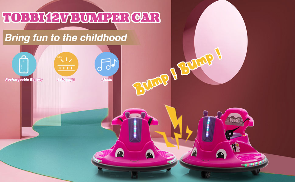 12V Kids Ride on Electric Bumper Car with Remote Control, 360 Degree Spin for Toddlers Age 3-8, Rose Red, Snail-Garden Snail 2 113