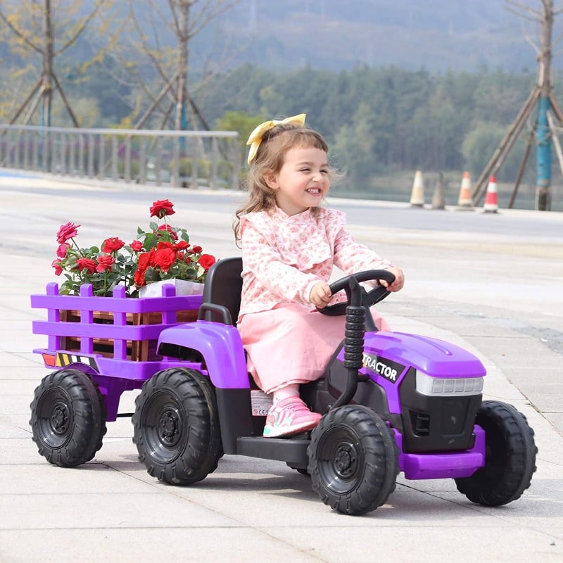 Tobbi 12V Battery-Powered Electric Tractor Kids Ride on Toy Gift, Purple 2 45
