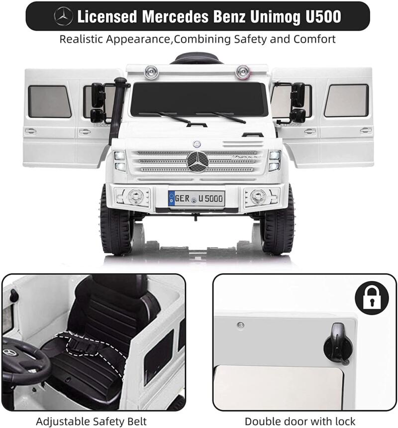 Tobbi 6V Mercedes Benz Unimog U500 Kids Ride on SUV Car with Remote Control, White 2 92
