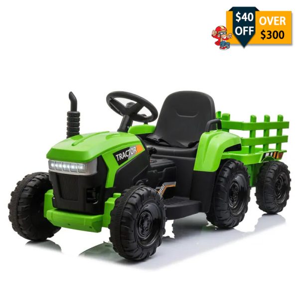 Tobbi 12V Electric Kids Ride-On Tractor with Trailer 2 Tractors