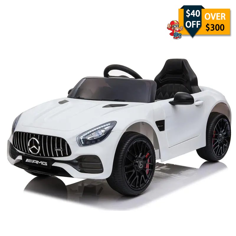 Tobbi 12V Kids Mercedes AMG GT Ride On Car with Parental Remote, Battery Operated Electric Toy Car for Toddlers, White TH17A0553