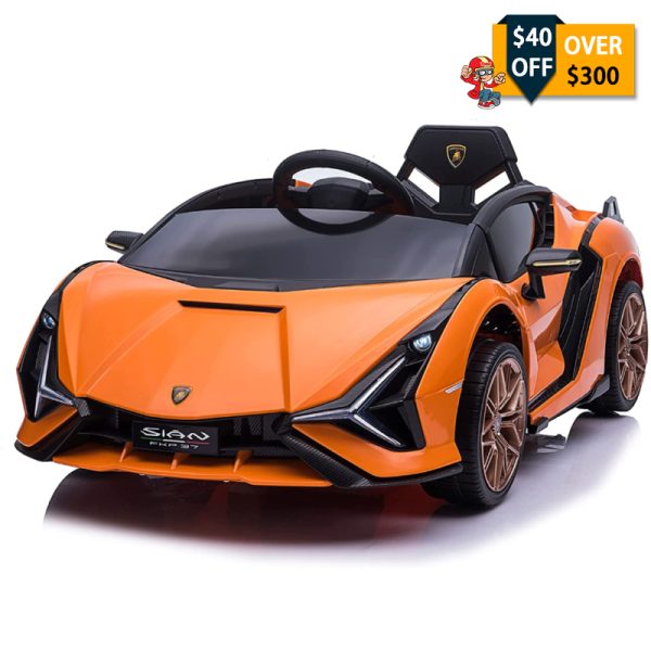 Tobbi 12V Licensed Lamborghini Sian Battery Powered Kids Ride On Car with Remote Control, Orange TH17A0805