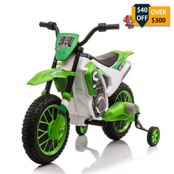 TOBBI Kids Ride on Toy Electric Dirt Bike Battery Powered Off-Road Motocycle, Green TH17E0969