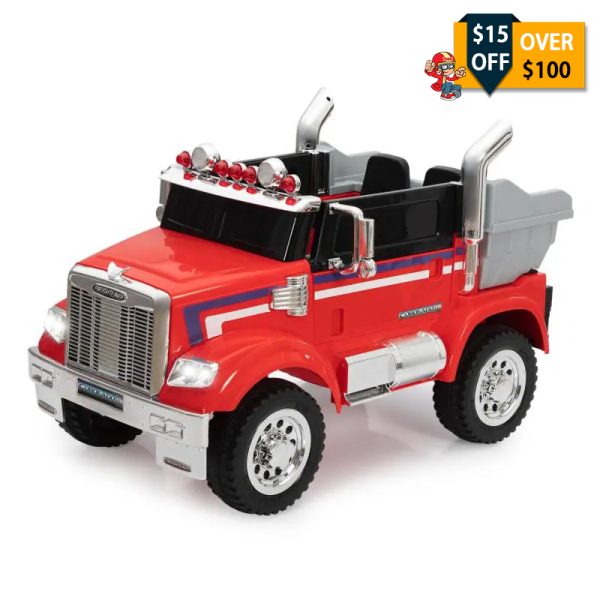 Tobbi12V Toy Electric Licensed Freightliner Kids Ride On Toy Car Battery Powered Dump Truck Tractor with Remote Control, Red TH17L0812 kids jeep