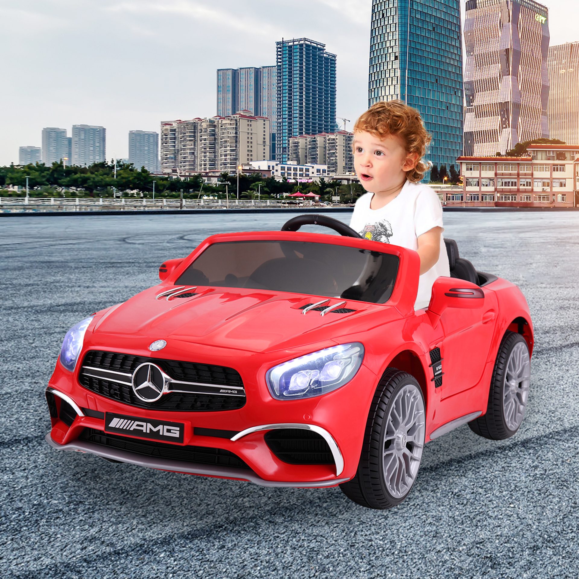 Bidrag Mesterskab subtropisk Tobbi Battery Powered 12V Ride On Toys Licensed Mercedes Benz, Kids  Electric Car With Parental Remote, Red | TOBBI