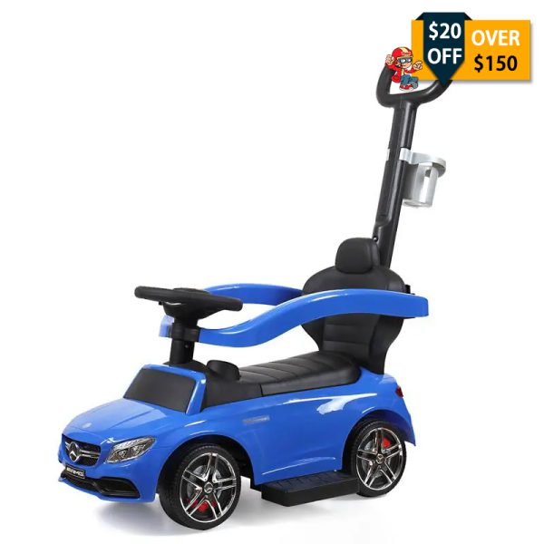 Tobbi Licensed Mercedes Benz 3 In 1 Baby Ride On Push Car with Music and Horn, for 1-3 Years Toddlers, Blue TH17N0346