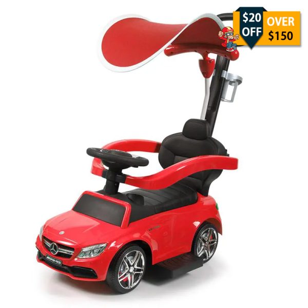 Tobbi Mercedes Benz Push Car For Toddlers With Canopy, Red TH17R0348 Push Cars
