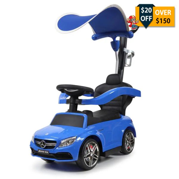 Tobbi Mercedes Benz Push Car For Toddlers With Canopy, Blue TH17S0349