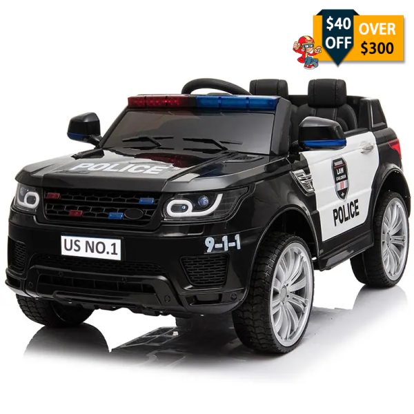 Tobbi 12V Kids Electric Car Battery Powered Ride On Toy Police Car with Remote Control, Black TH17W0442 kids jeep