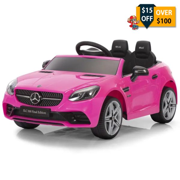 Tobbi Licensed Mercedes Benz SLC 300 Battery Powered Ride On Toys, Electric Kids Ride On Car with LED Light, Horn, Pink TH17Y0966 Authorized Cars