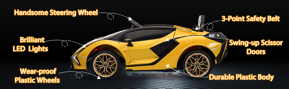 Tobbi 12V Licensed Lamborghini Sian Kids Ride On Toy Electric Car Battery Powered Scissor Door Car with Remote Control, Yellow 7f7e5175 1606 44fe ae0b 26713bb7b746. CR00970300 PT0 SX970 V1