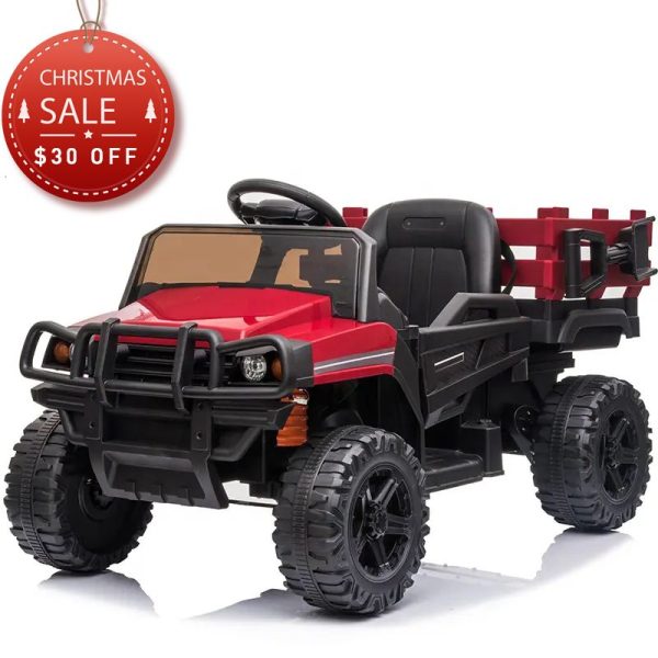 Tobbi 12V Kids Electric Remote Control Ride On Tractor with Trailer, Red TH17F0502 1 ride on tractor