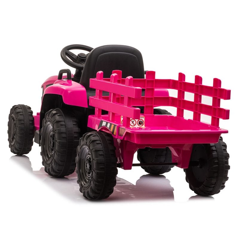 VILOBOS 12V Ride On Tractor with Trailer - Battery Powered Toy Car for