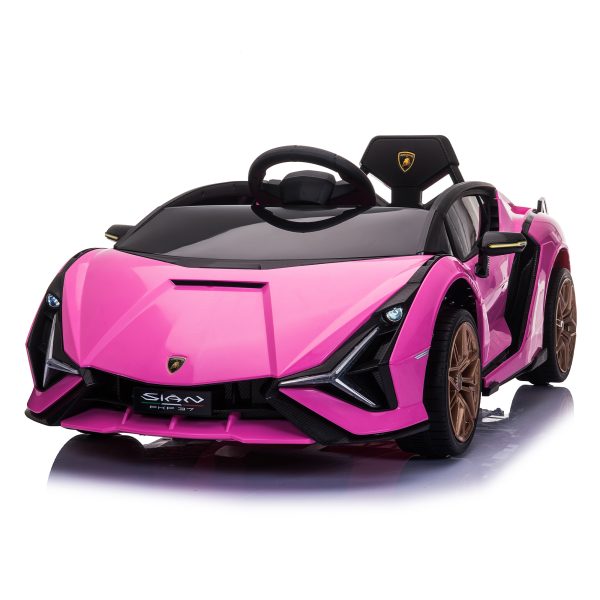 Tobbi 12V Licensed Lamborghini Sian Remote Control Toy Car, Battery Operated Kids Ride On Car with Parental, Pink TH17M0651 2