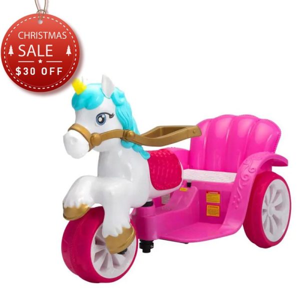 6V Kids Ride-on Unicorn Carriage Battery Powered Electric Princess Carriage with Music, Unicorn TH17W0856 Power wheel