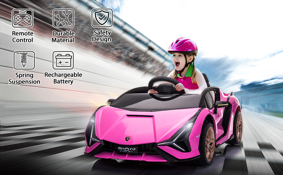 Tobbi 12V Licensed Lamborghini Sian Remote Control Toy Car, Battery Operated Kids Ride On Car with Parental, Pink ce726c83 4b3c 4060 b68d 5cc64e26d7ab. CR00970600 PT0 SX970 V1
